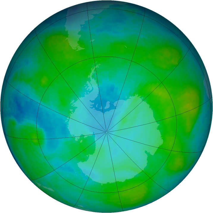 Antarctic ozone map for 16 January 2003